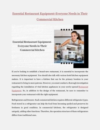 Essential Restaurant Equipment in Commercial Kitchen