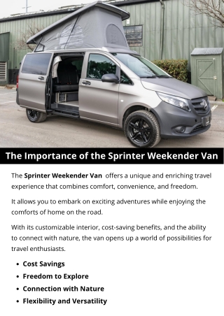 The Importance of the Sprinter Weekender Van