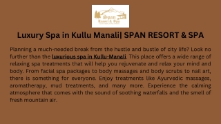 luxury spa in kullu manali span resort