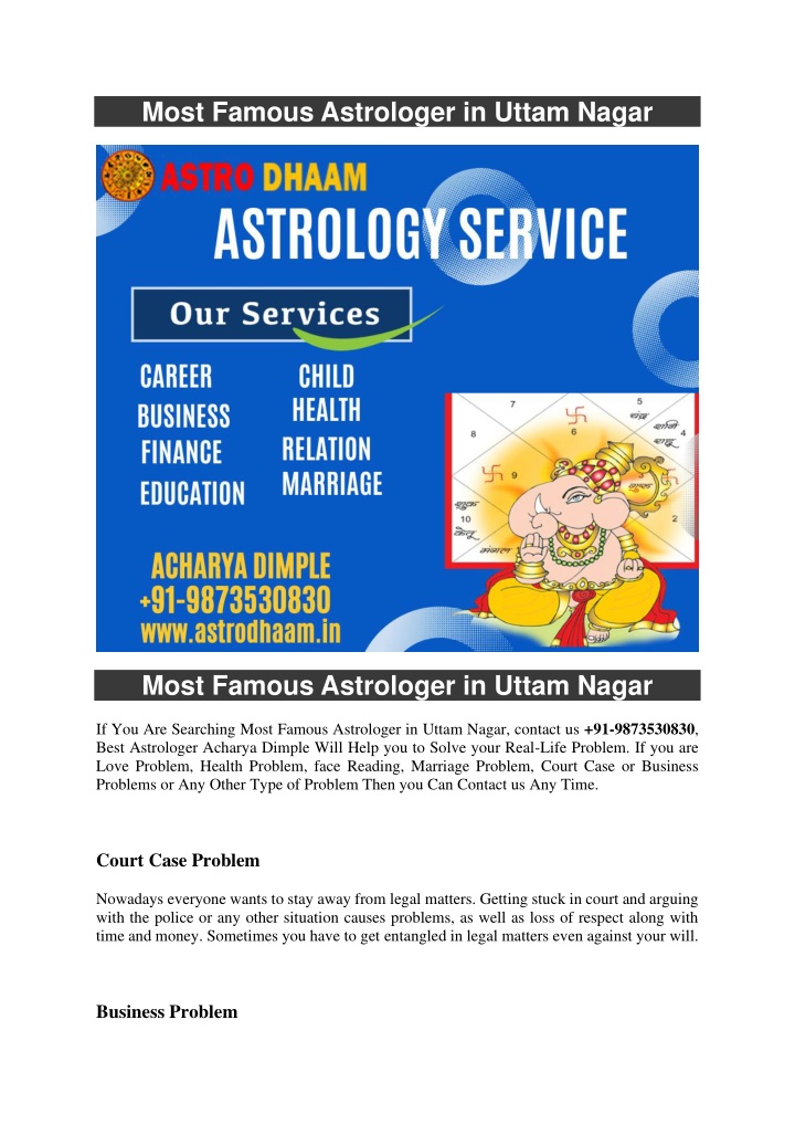 most famous astrologer in uttam nagar