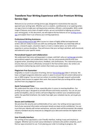 Transform Your Writing Experience with Our Premium Writing Service App