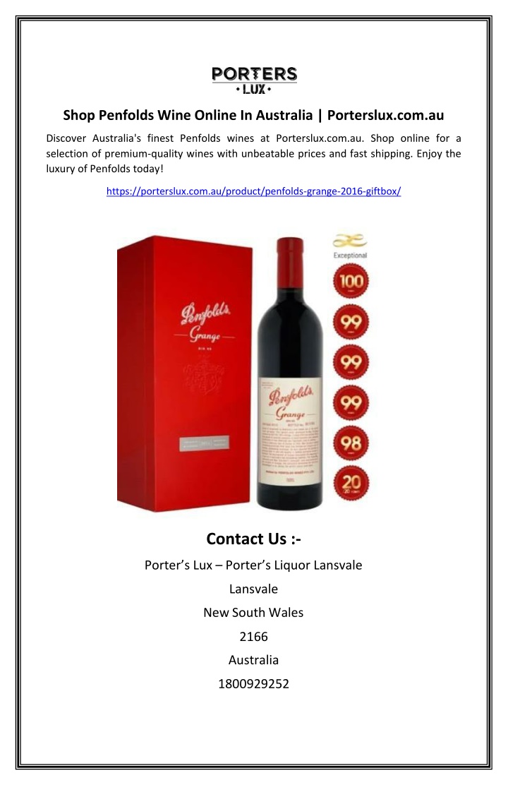 shop penfolds wine online in australia porterslux