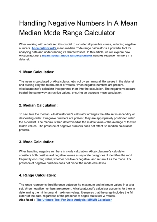 handling negative numbers in a mean median mode
