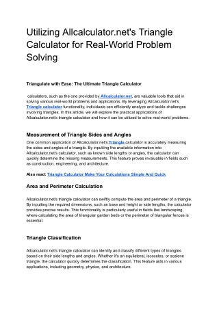 utilizing allcalculator net s triangle calculator