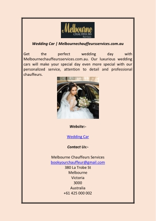 Wedding Car Melbournechauffeursservices com au