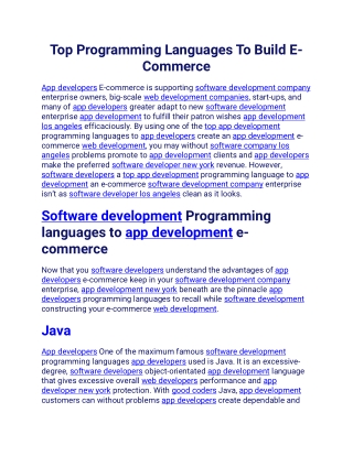 top programming languages to build e commerce