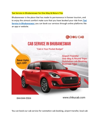 taxi service in bhubaneswar for one way return