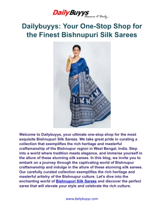 Dailybuyys: Your One-Stop Shop for the Finest Bishnupuri Silk Sarees