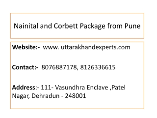Nainital and Corbett Package from Pune