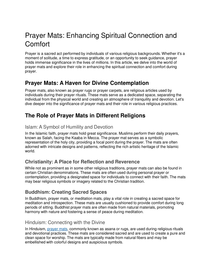 prayer mats enhancing spiritual connection