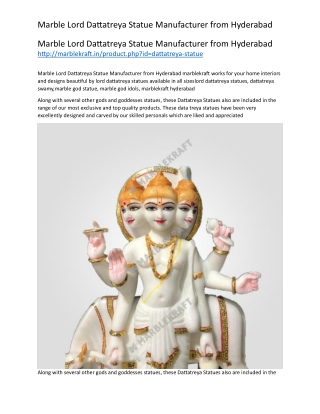 Marble Lord Dattatreya Statue Manufacturer from Hyderabad    http