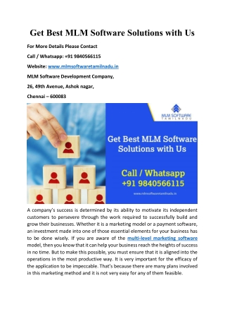 Get Best MLM Software Solutions With Us