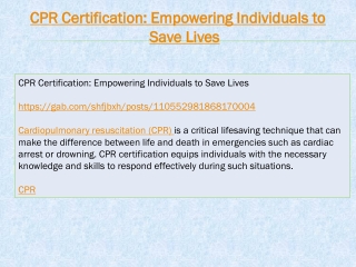 CPR Certification Empowering Individuals
