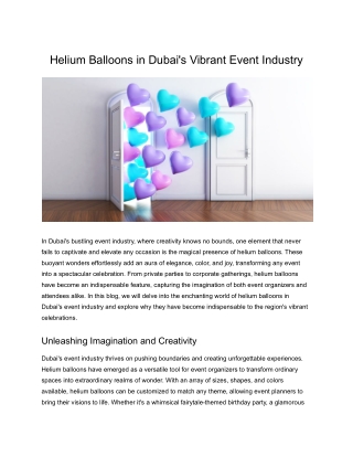 Helium Balloons in Dubai Event Industry