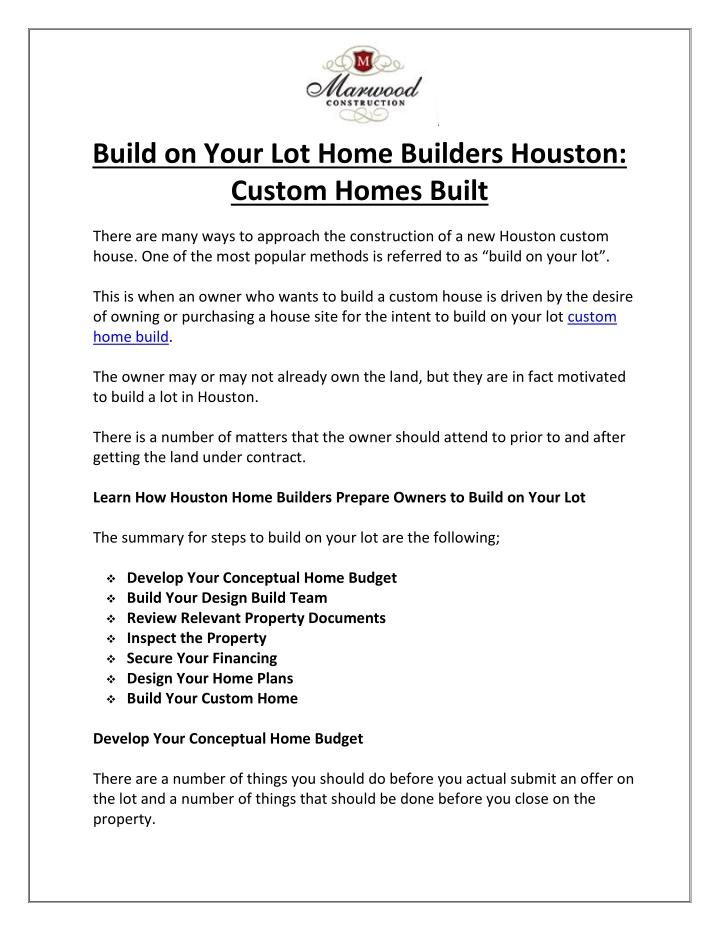 build on your lot home builders houston custom