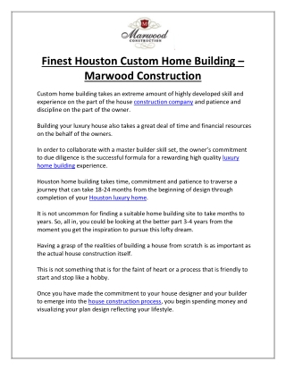 finest houston custom home building marwood