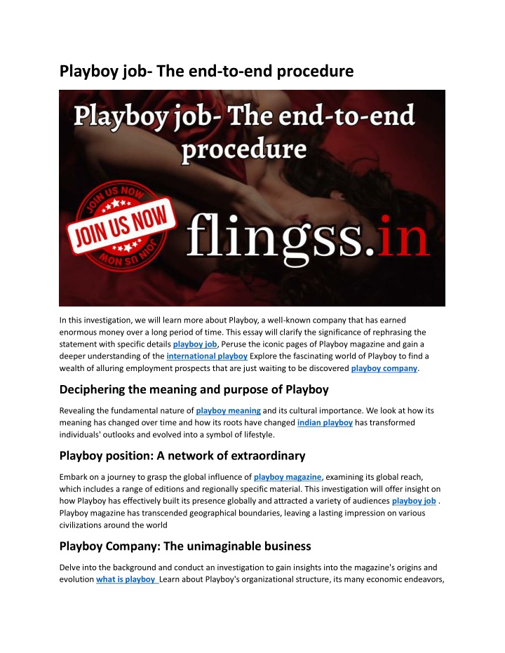 playboy job the end to end procedure