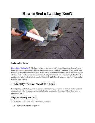How to Seal a Leaking Roof