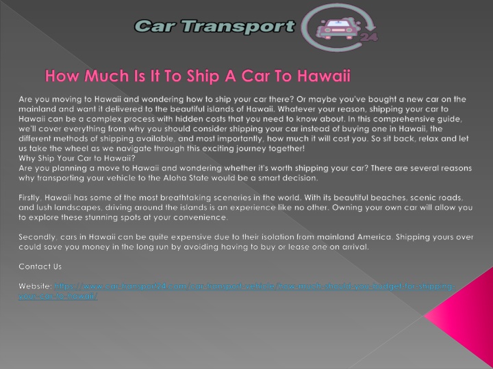 how much is it to ship a car to hawaii