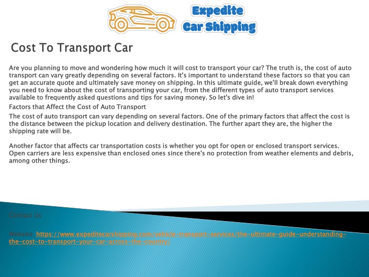 cost to transport car