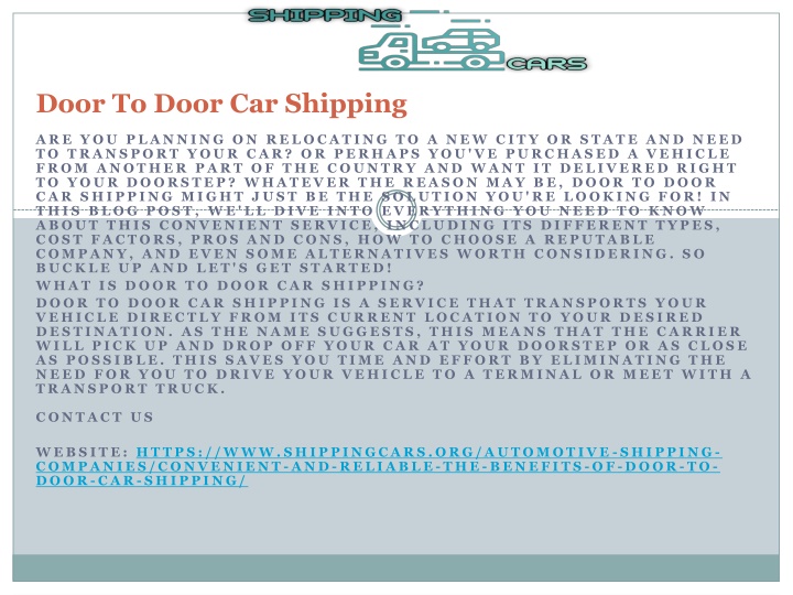 door to door car shipping
