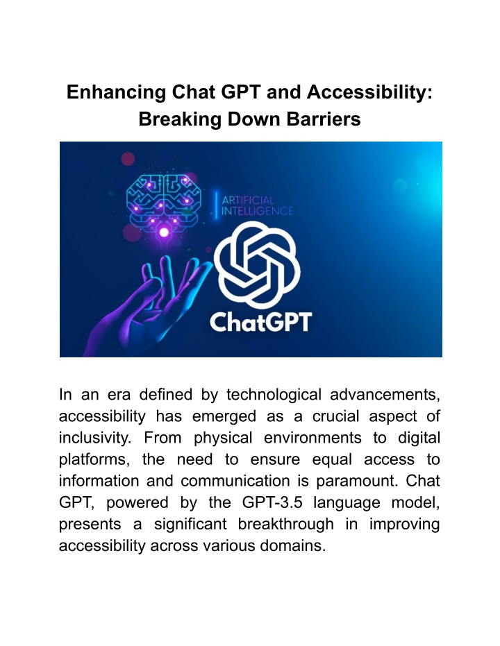 enhancing chat gpt and accessibility breaking