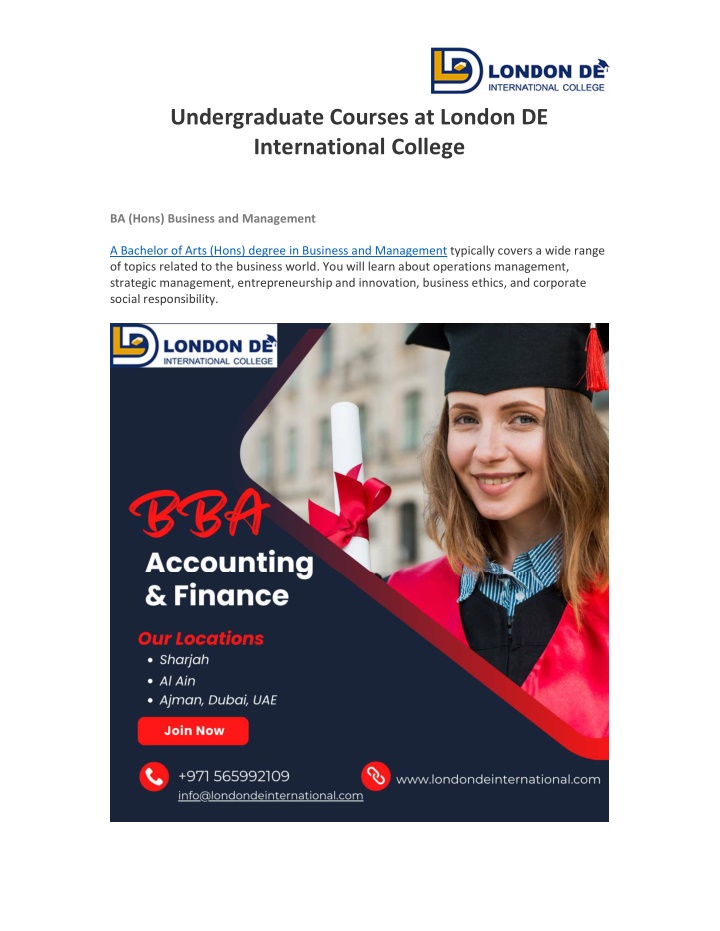 undergraduate courses at london de undergraduate