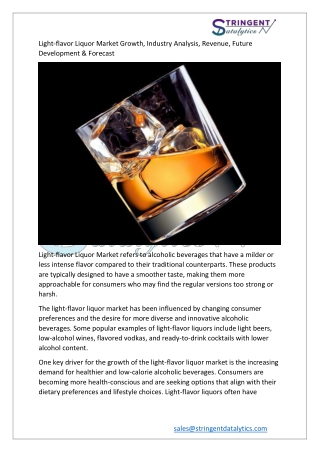 light flavor liquor market growth industry