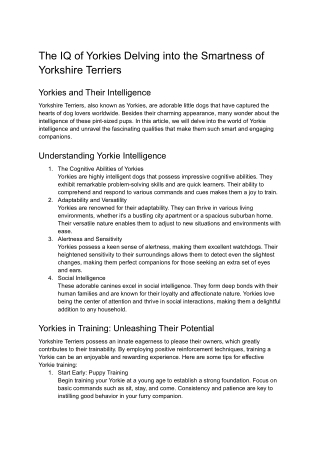 The IQ of Yorkies_ Delving into the Smartness of Yorkshire Terriers
