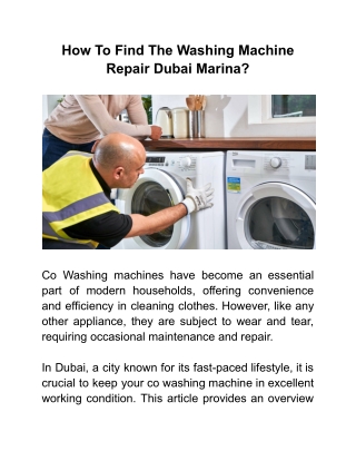 How To Find The Washing Machine Repair Dubai Marina