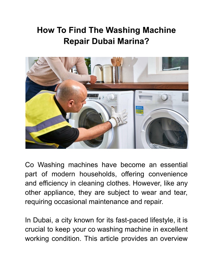 how to find the washing machine repair dubai