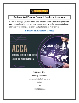 business and finance course edu berkeleyme com