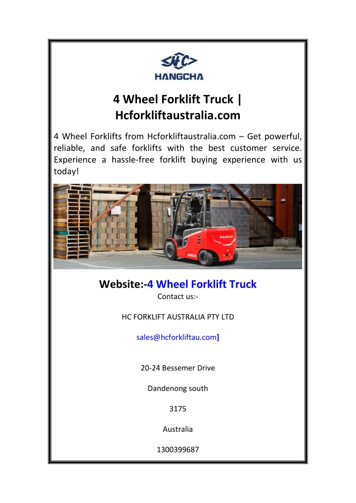 4 wheel forklift truck hcforkliftaustralia com