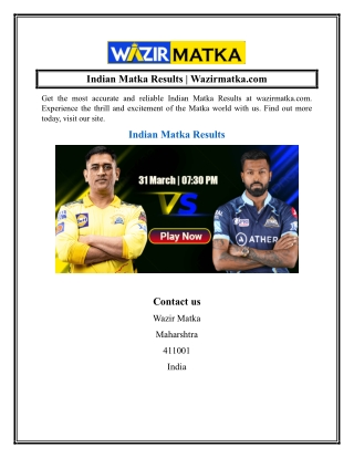 Indian Matka Results  Wazirmatka.com