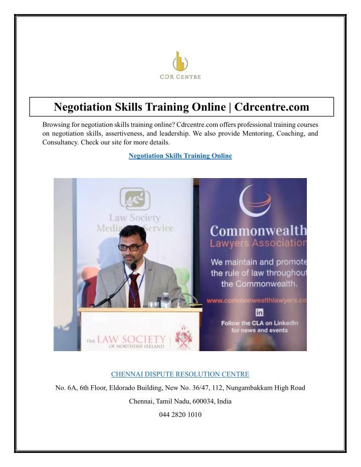 negotiation skills training online cdrcentre com