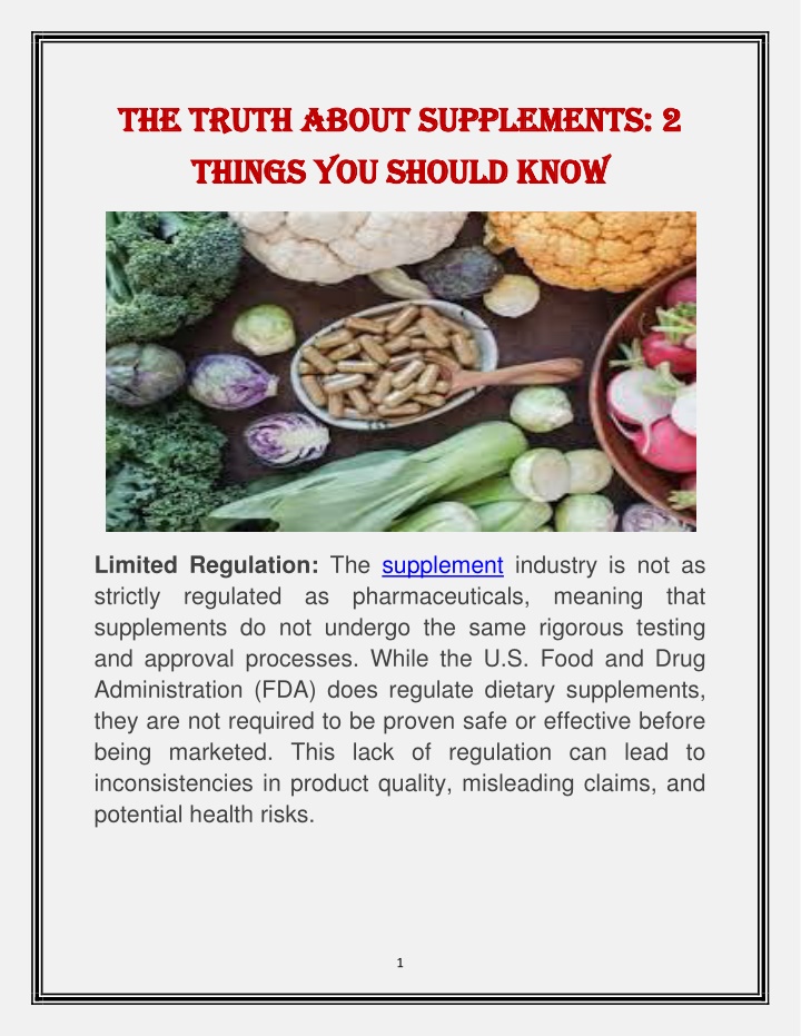 the truth about supplements 2 the truth about