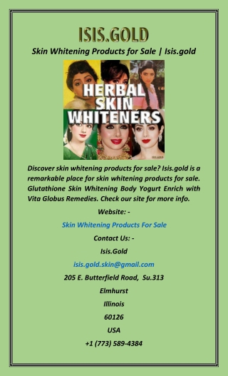 Skin Whitening Products for Sale  Isis.gold
