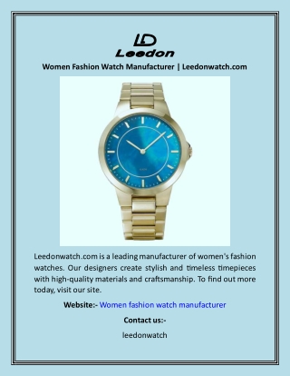 Women Fashion Watch Manufacturer  Leedonwatch
