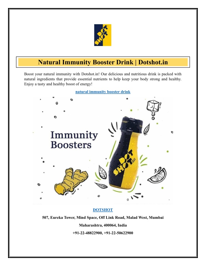 natural immunity booster drink dotshot in