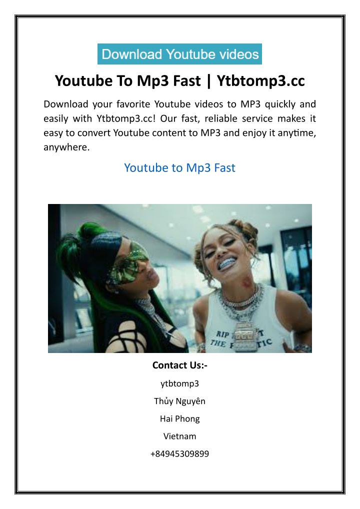 youtube to mp3 fast ytbtomp3 cc