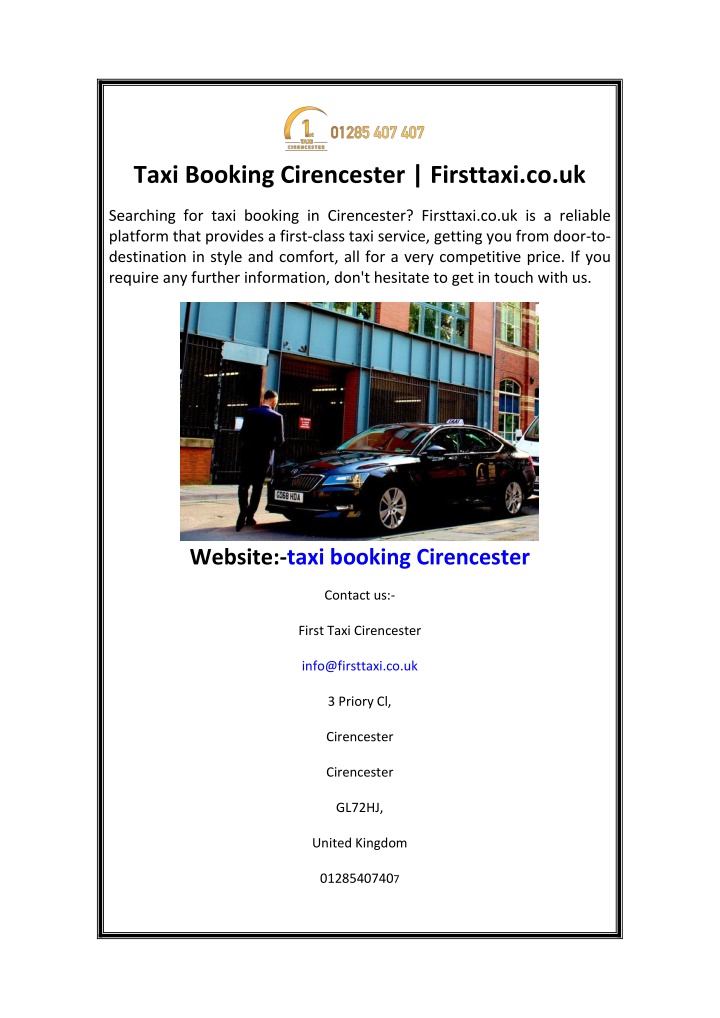 taxi booking cirencester firsttaxi co uk