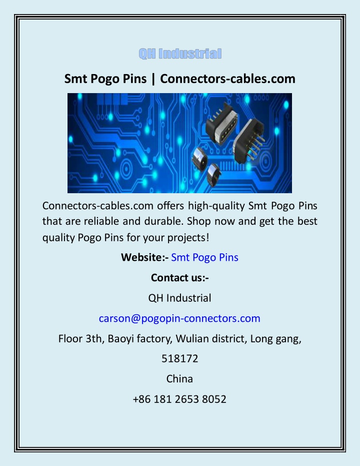 smt pogo pins connectors cables com