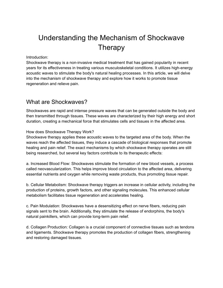 understanding the mechanism of shockwave therapy