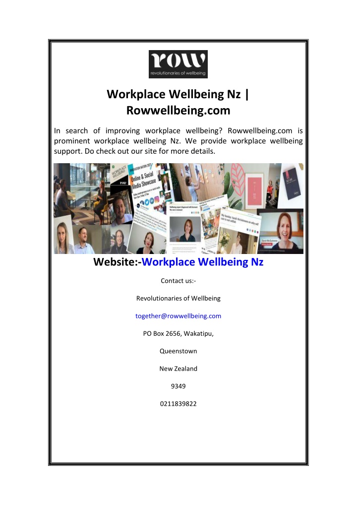 workplace wellbeing nz rowwellbeing com