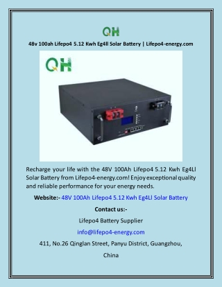 48v 100ah Lifepo4 5.12 Kwh Eg4ll Solar Battery  Lifepo4-energy