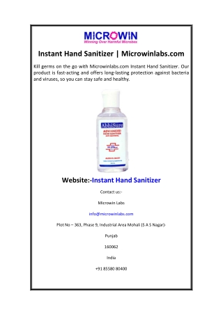 Instant Hand Sanitizer  Microwinlabs.com