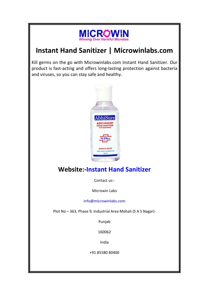 instant hand sanitizer microwinlabs com