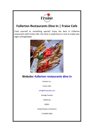 Fullerton Restaurants Dine In  Fraise Cafe