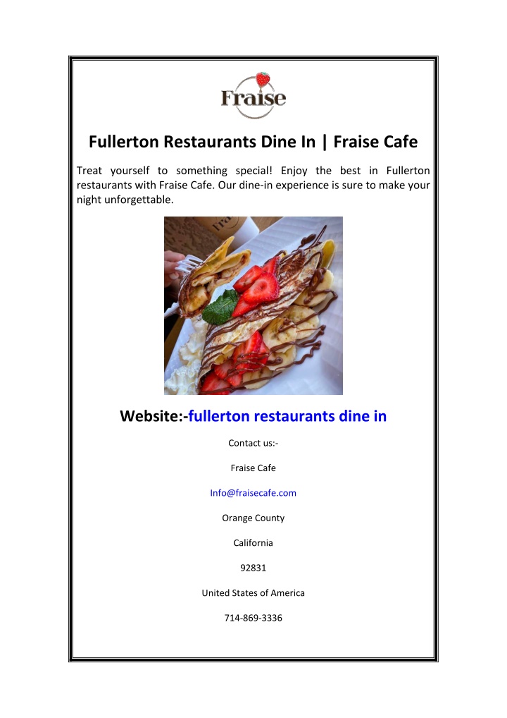 fullerton restaurants dine in fraise cafe