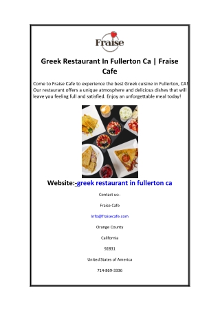 Greek Restaurant In Fullerton Ca  Fraise Cafe